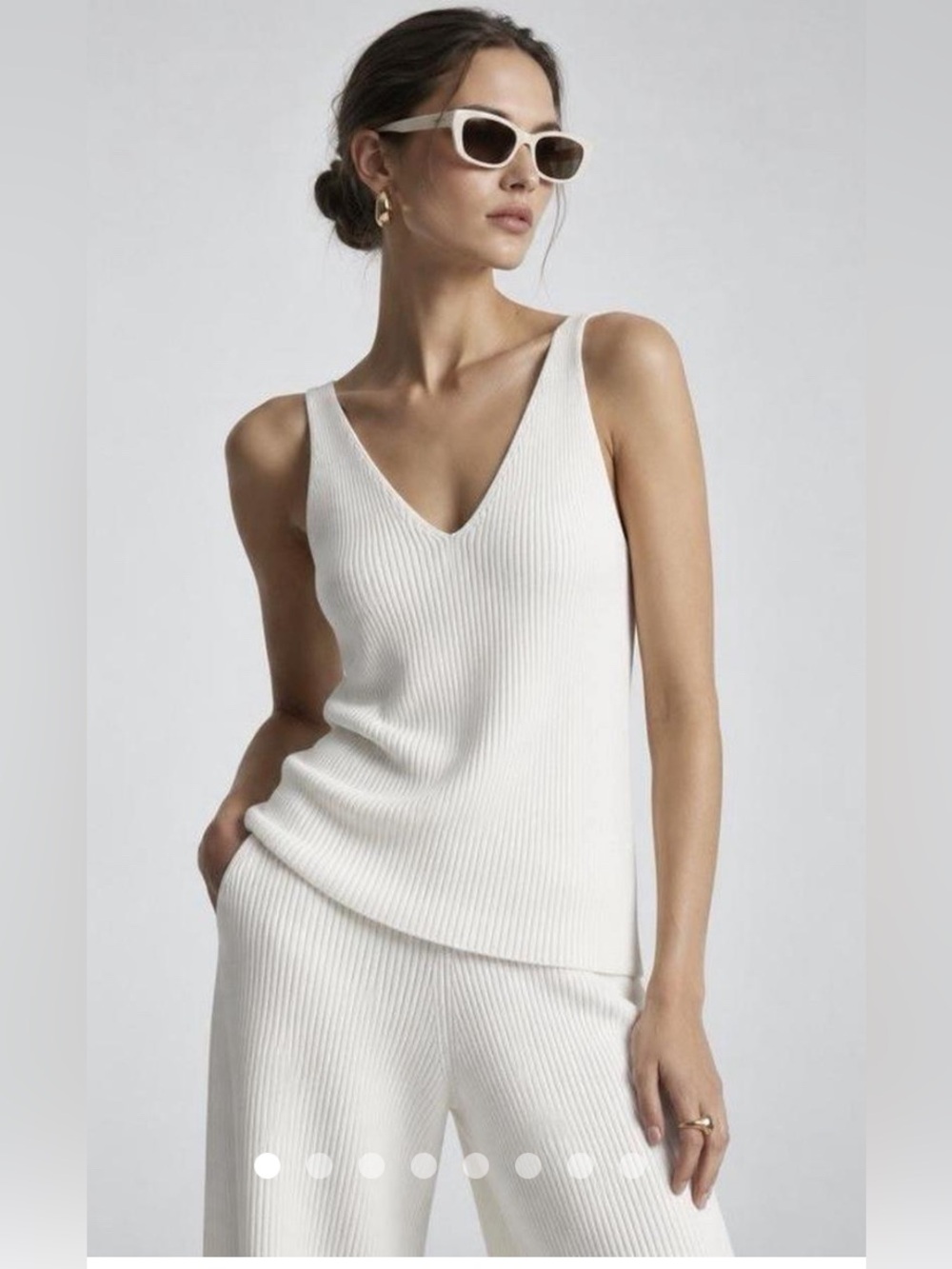 COS White V-Neck Knit Tank